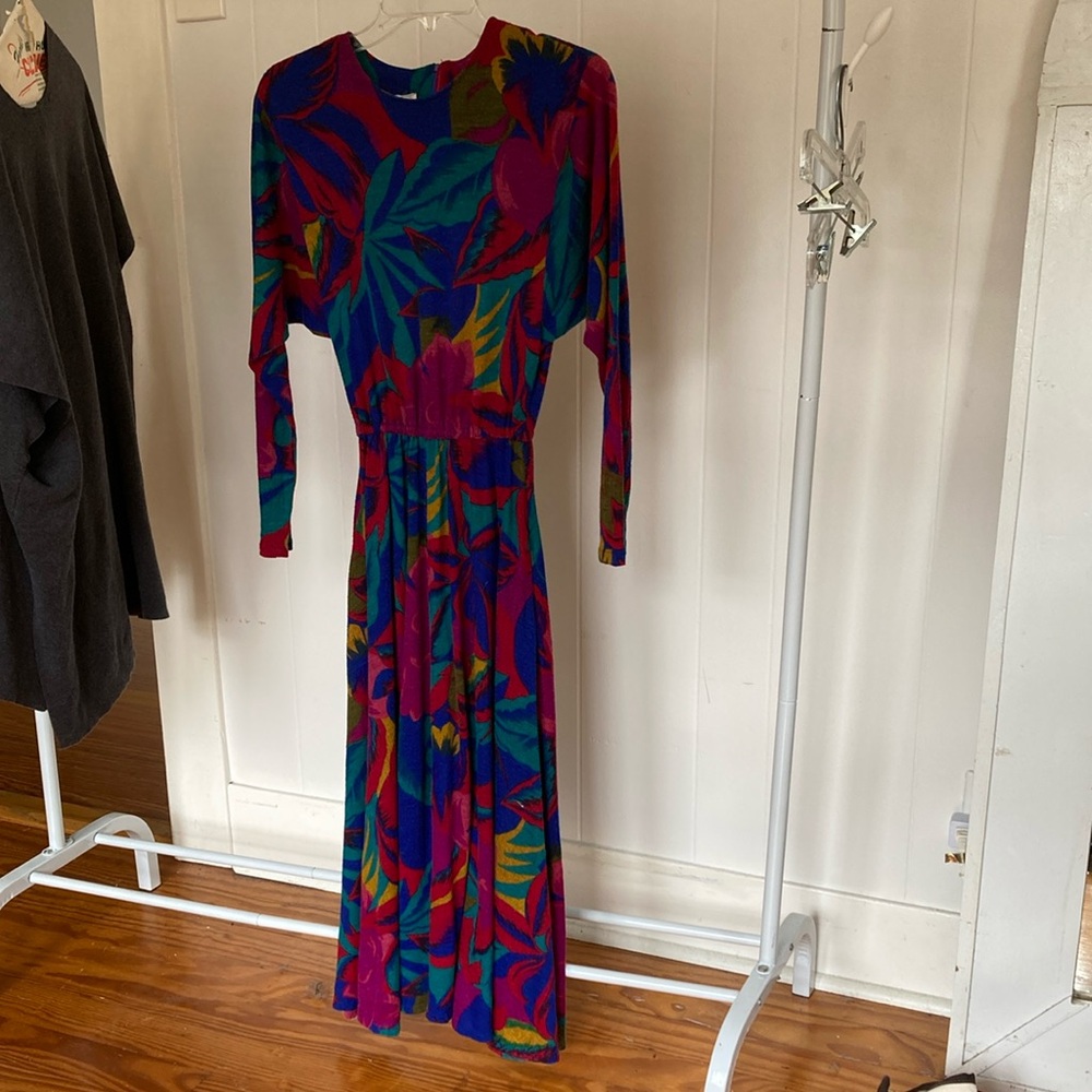 Vintage Colorful Long Sleeve Women's Dress